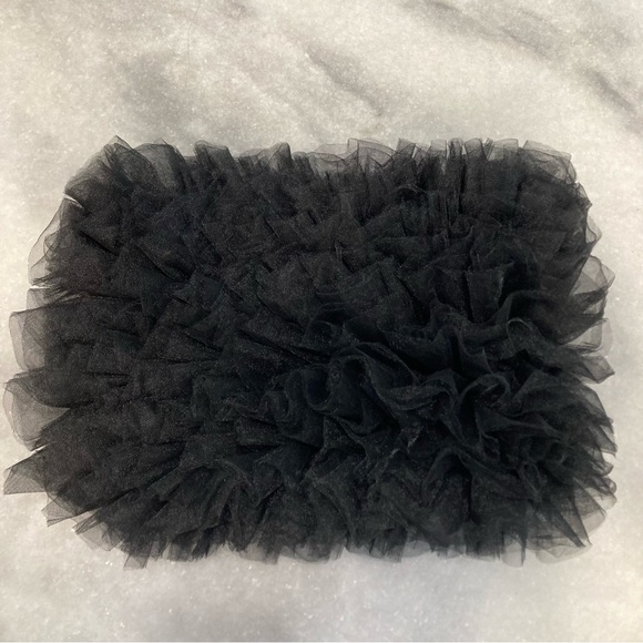 ZARA Black Tulle Ruffle Strapless Crop Top - Picture 7 of 9